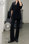 mame kurogouchi Milan ribbed V-neck top MM22SS KN047